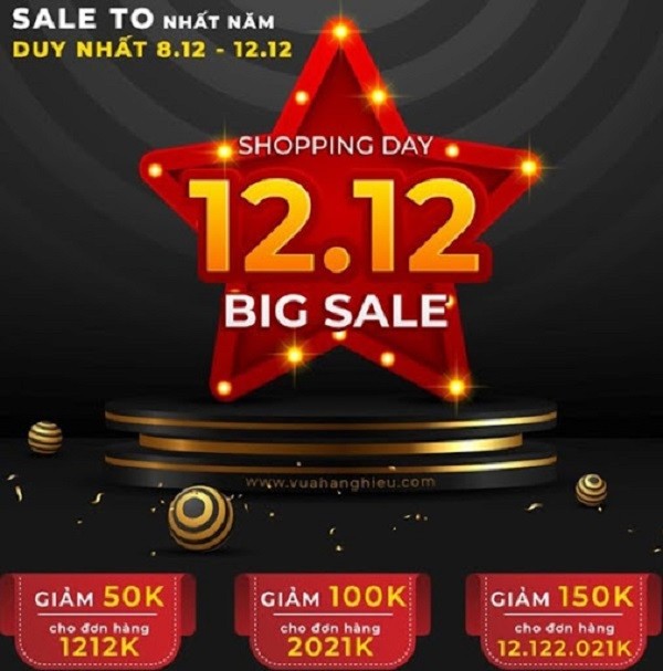 Vua Hàng Hiệu 12.12: Săn Voucher 50K, 100K, 150K, FreeShip Đơn 500K