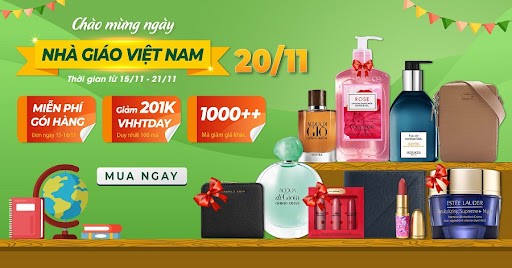 Vua Hàng Hiệu Sale giá sốc, tặng voucher tới 201K mừng ngày Nhà Giáo Việt Nam 20/11