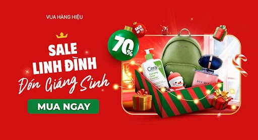 Vua Hàng Hiệu giảm sâu tới 70%, tặng voucher tới 200K, miễn phí ship và gói quà dịp Noel