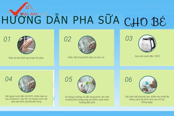 Các bước pha sữa cho trẻ sơ sinh