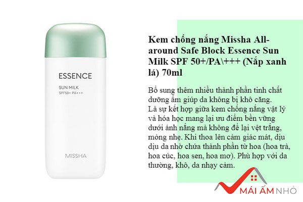 Kem chống nắng Missha Essence Sun Milk SPF50+/PA+++