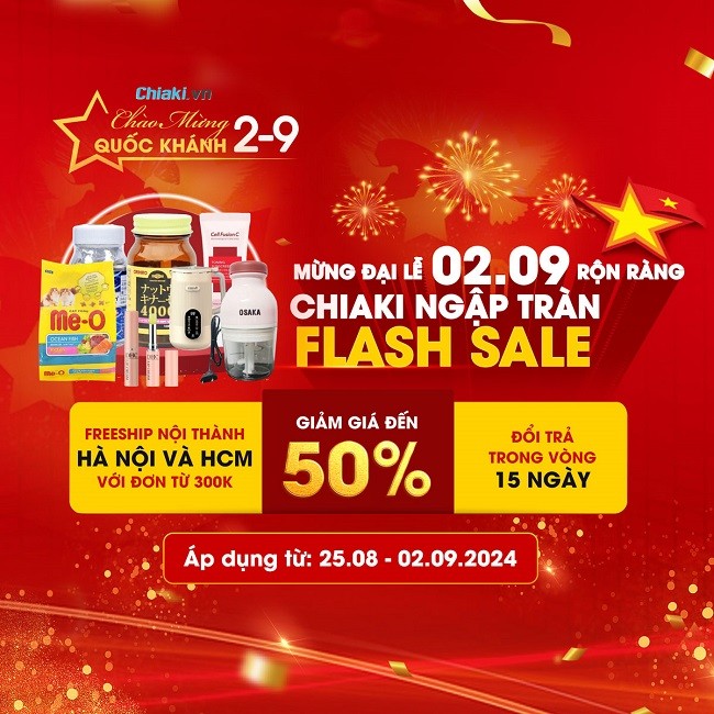 Chiaki SALE mừng đại lễ 02/09 xả deal sốc giảm giá 50%, freeship cho đơn hàng từ 300k