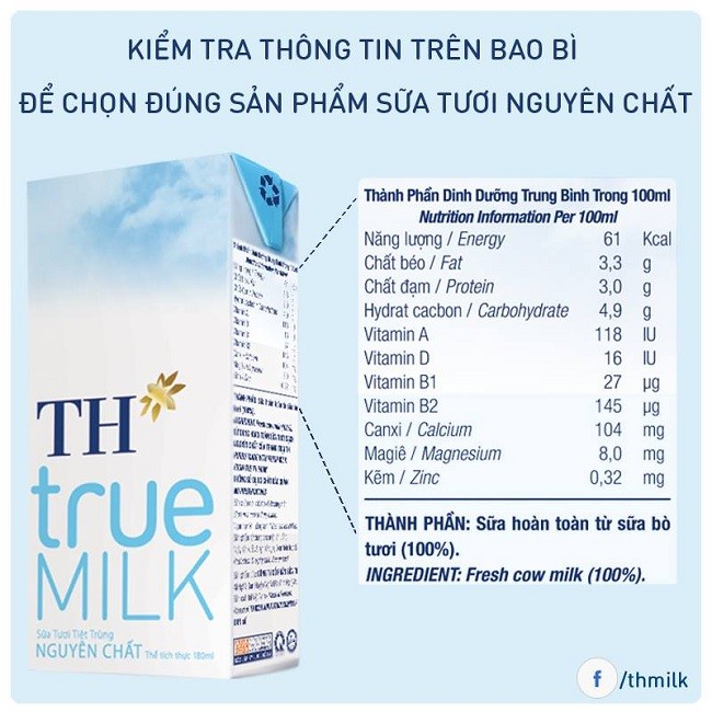 Thành phần chính trong sữa TH True Milk nhiều nguồn dưỡng chất thiết yếu