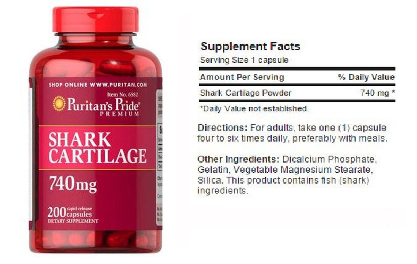 Sản phẩm sụn vi cá mập Shark Cartilage Puritan's Pride hỗ trợ tăng cường sức khỏe xương khớp