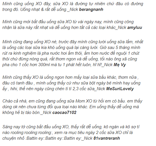 sữa bầu XO có tốt không