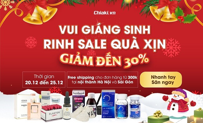 Vui Giáng Sinh ring sale quà xịn: Chiaki.vn SALE UP TO 30%, Free ship cho đơn hàng từ 300k